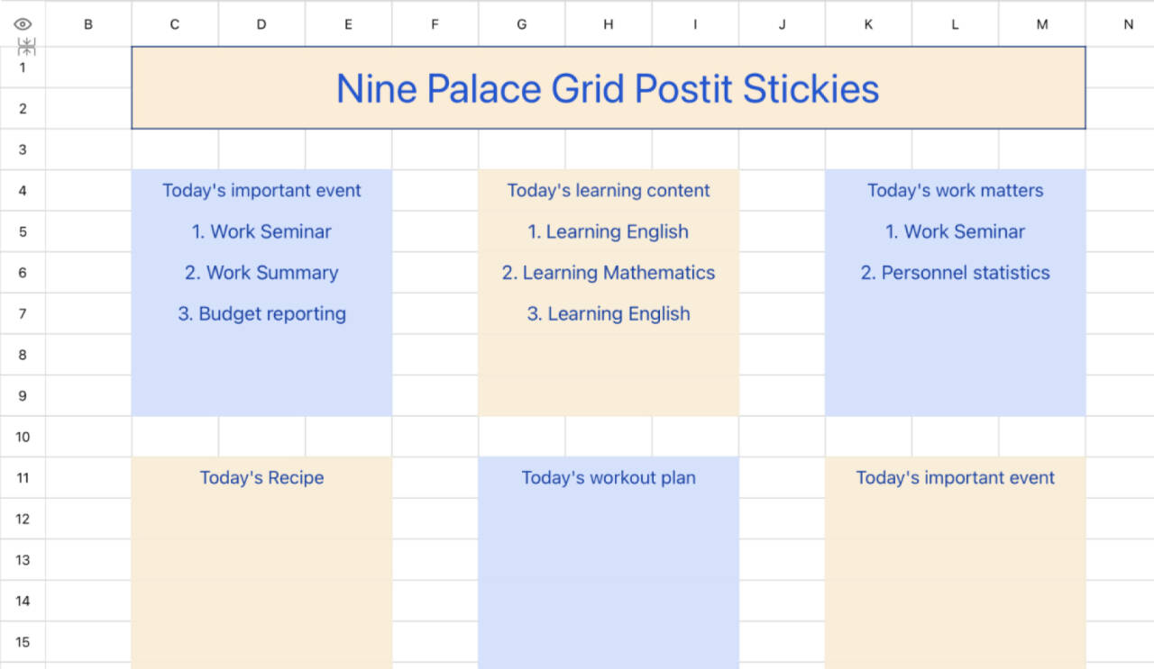 Nine-grid post-it notes 1